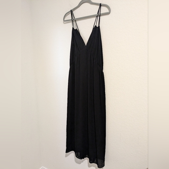 Massimo Dutti Black Sleeveless Open-Back Flowy Maxi Dress Sexy Quiet Luxury - Picture 7 of 13
